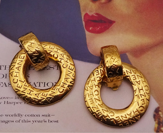 1980s Chanel Door Knocker Clip On Earrings