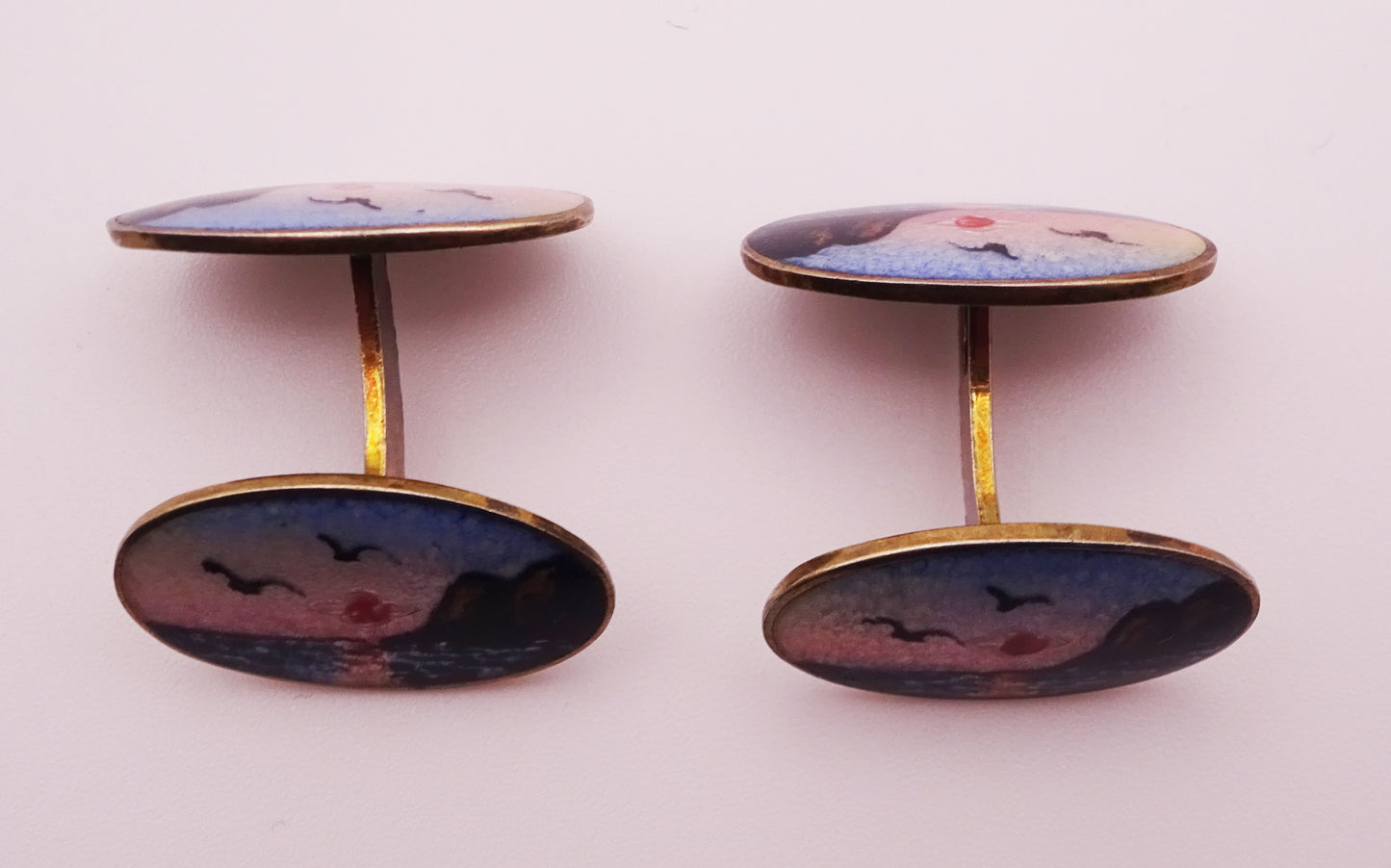 Scandinavian Silver Gilt Sunset Cufflinks