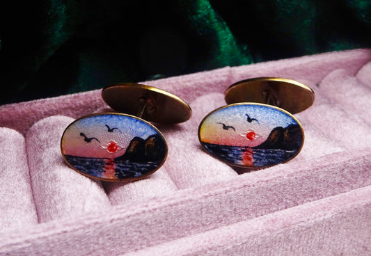 Scandinavian Silver Gilt Sunset Cufflinks