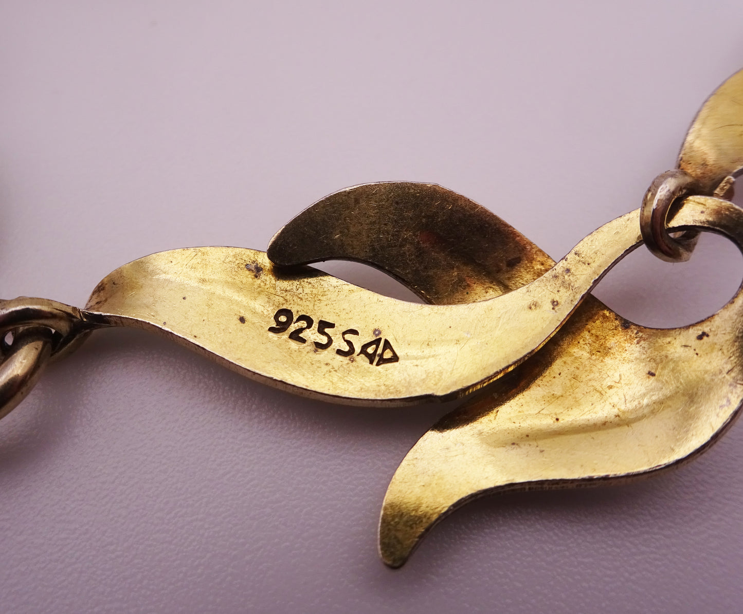 Scandinavian Silver Gilt and White Enamel Leaf Bracelet